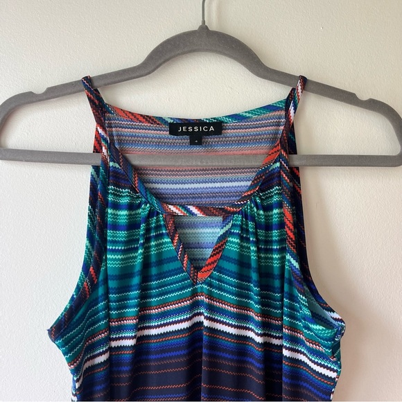 Jessica Striped multicolour sleeveless maxi dress size 4 lightweight stretch - Picture 2 of 10
